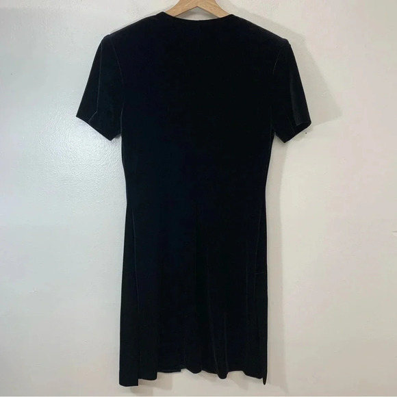 Scarlett Black Velvet Cocktail Dress 5/6 Sheath Knee Length Stretch Short Slv - Picture 4 of 11